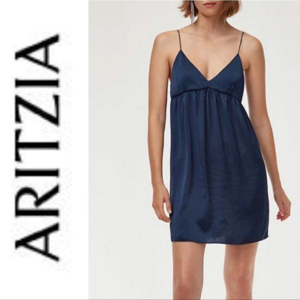 Aritzia little moon saguaro slip camisole dress blue size medium